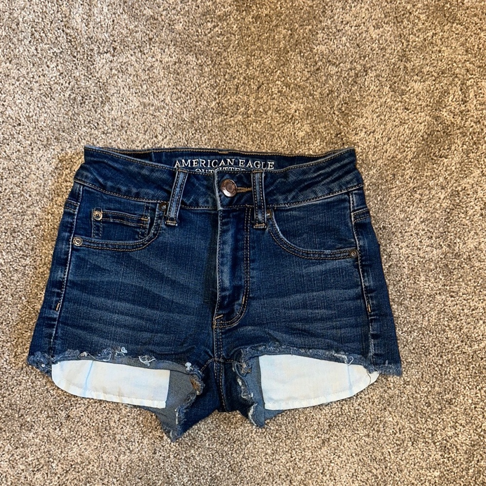 American Eagle Outfitters Dark Blue Denim Cutoff Shorts